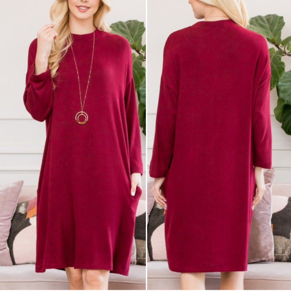 Burgundy sweater dress